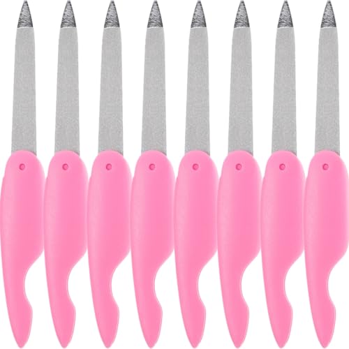 ABOOFAN 8 Limas de Uñas Plegables Pequeñas, Doble Cara Borde Metálico, Material Duradero, Color Rosa, 8 Piezas para Manicura y Pedicura, Pulidor Portátil Adecuado para Cuidado de Uñas