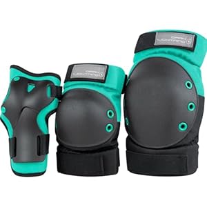 Dark Lightning Kids/Junior/Youth Knee Pads Elbow Pads Wrist Guards 3 in 1 Protective Gear, for Skateboard,Roller Skate,Inline,Cycling,MTB Bike,Scooter(Green,M)