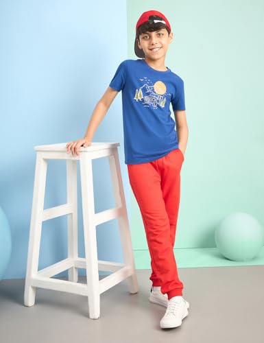 Image of Amazon Brand - Symbol Boys 100% Cotton Graphic Printed Half Sleeves T-Shirt | Age 6-14 Years (Available in Combo Pack of 3 and 5)