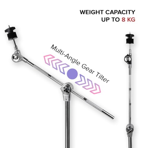 Image of Kadence CYH01 Home Series 2.4kg Cymbal Stand | Adjustable Boom Arm & Gear Tilter | Double-Braced Tripod | Foldable Design | Practice Ready | Chrome Finish