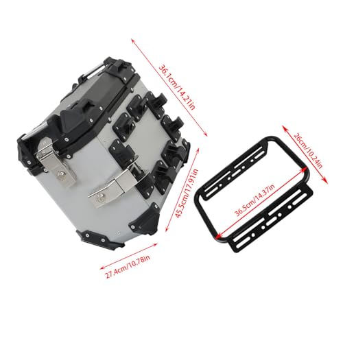 Maleta lateral rígida universal para motocicleta LABLT 36L con soporte de montaje, color plata, 1 par miniatura 7