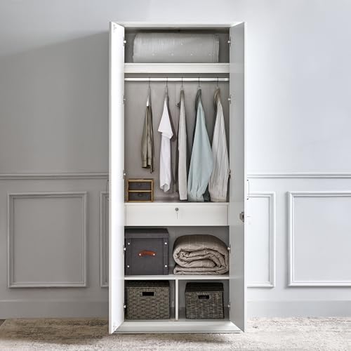 Image of Home Centre | Estate2 Door Swing Wardrobes | Engineered Wood | White | 1 Year Warranty on Manufacturing defect