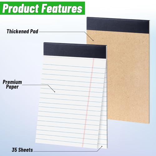 Image of 48 Pack Legal Pads 5 x 8 Inch White Notepads College Ruled Writing Pads | Perforated Memo Pads with Lined Paper for Office, School and Home; Ideal for Notes, Lists, Planning and Daily Writing