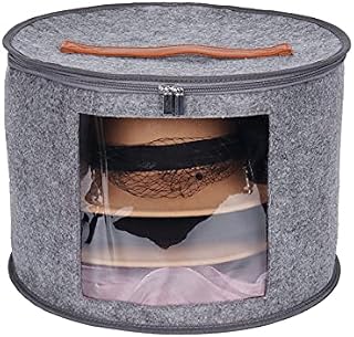 Goklmn Large Hat Box Travel,Foldable Hat Boxes with Lids, Decorative Closet Organizer For Women and Men,Suitable for Various Types of Hats,15.7 x11 Inch,Gray