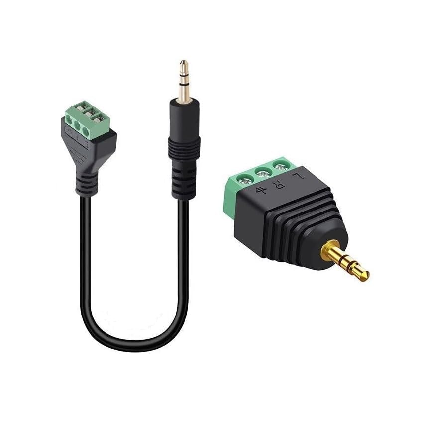 Switian 3.5mm Male to 3-Pin Female Screw Terminal Block Adapter Cable (1/8 Inch Stereo Audio, 3-Pole TRS) - 1 Piece - Image 2