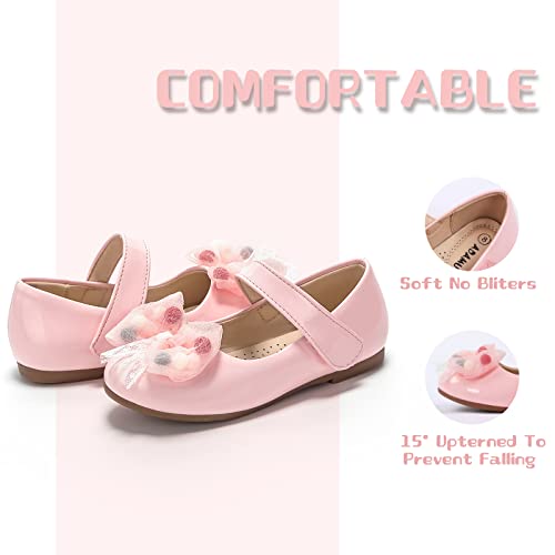 Adamumu Bow Shoes For Toddlers - Mary Jane Flats Girls Of Wedding Church, Pink, 12M Little Kid #TOP2