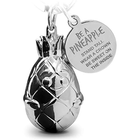 FABACH Pineapple Key Ring Piny with Engraving Cute Keyring Pineapple Motivation, Friend and Love Lucky Charm Made of Metal for Women Be a Pineapple, silver (Silver) - FB_PINY_P_S Cover