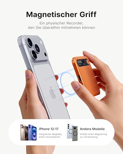 BOYA Notra KI Digitales Diktiergerät mit KI Schreibfunktion und Zusammenfassen, Multimodale Eingabe, Voice Recorder Unterstützung für Bluetooth-Headset-Aufnahme, Audiorekorder für Meetings Vorlesungen