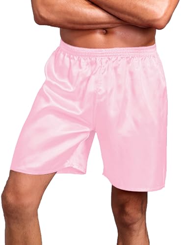 Silk Shorts Men Mid Elastic Waist Pajamas Shorts Comfy Satin Pjs Pants Sleepwear Boxer Shorts Sissy Lounge Shorts