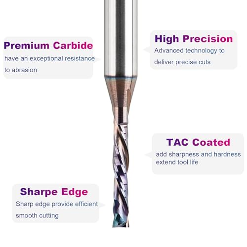 Image of SpeTool 1 /8 Inch Spiral Router Bits Up Down Compression Bit 1 /4 Inch Shank with Coated, Carbide CNC Router Bit End Mill for Woodwork Cutting Carving Engraving Tools