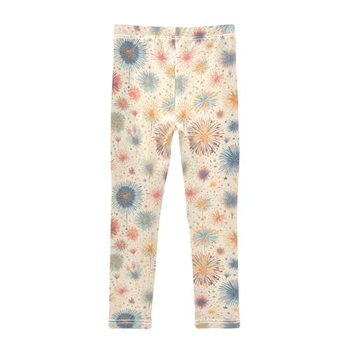KLL Fun Firework 4th July Girls Basic Leggings Casual Full Length Workout Pants Sports2
