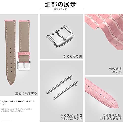 BINLUN Leather Watch Strap Replacement Quick Release Crocodile Leather Watch Bands for Men Women with 10 Colors (10mm, 12mm, 13mm, 14mm, 15mm, 16mm, 17mm, 18mm, 19mm, 20mm, 21mm, 22mm, 23mm, 24mm) - Image 4