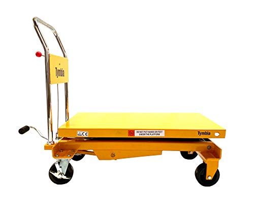 Mesa Elevadora de Tijera Manual. Capacidad 500kg a 1000mm de elevación, Dimensiones de la Base 1000x510mm. Muy Robusta y con Ruedas
