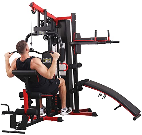 Balancefrom Multifunctional Home Gym System Workout Station With Leg Extension, Preacher Curl, Pushup, Dip And Situp Stand, 122.5Lb Weight Stack, Model 900 #TOP4