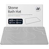 ZIKIBL Stone Bath Mat Diatomaceous Earth Shower Mat Stone Super Absorbent Diatomite Bath Mats for Bathroom Quick-Drying Non-Slip Barhroom Floor Mat, Easy to Clean (Light Gray24 * 16'')