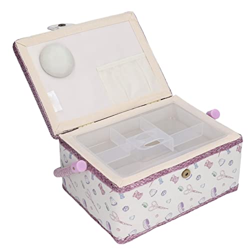 Panier de couture et boîte de rangement pour kit de couture violet portable - 8