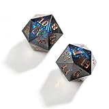 Yiotfandoll 2PCS Polyhedral Dice D20 Dice 22mm Resin 20 Sided Dice Game Dice for RPG MTG DND Dice Table Games (Black Green)