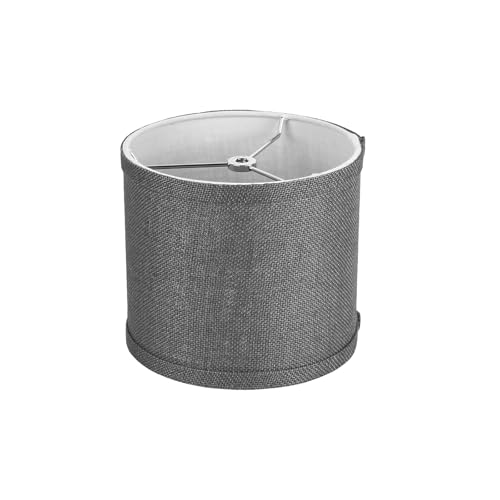 Urbanest Classic Drum Burlap Lampshade, 8-inch by 8-inch by 7-inch, Denim Grey