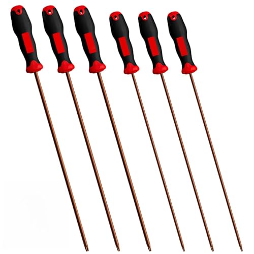 LEKEFETO Lot de 6 tournevis Torx - Magnétique - En acier S2 - Poignées ergonomiques antidérapantes - Pour les fournitures de voiture et de bricolage (T10, T15, T20, T25, T27, T30)