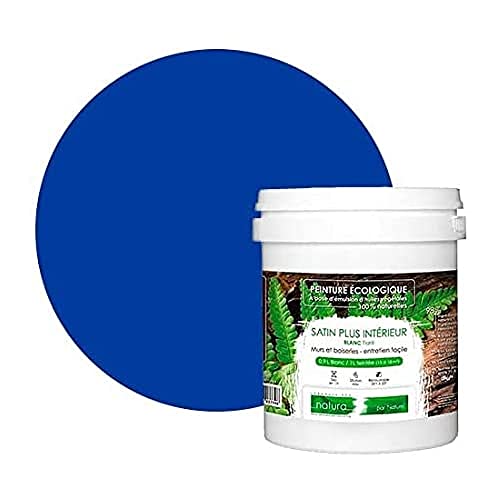 BOX DECO COULEURS Pintura de pared natural ecológica con aspecto satinado interior Natura - 1 L, azul eléctrico