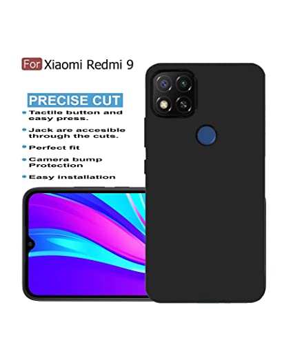 Image of Mobile Back Cover Case for Redmi 9 (Silicone Case|CameraProtection|Black SC1510)