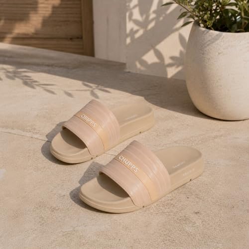 Image of CHUPPS Stitch Black & Black Drift Orthopedic Slippers | Soft Footpharma Footbed | Breathable Ventilation Holes | Lightweight Flip Flops | Anti-Skid Chappals for Everyday For Womens