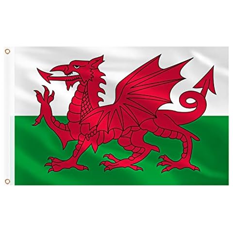 AhfuLife Wales Flag 5ft x 3ft, 1/2/4pcs Large Welsh National Flags - Double Side with Brass Eyelets for Celebrations St David's Day World Cup 2022 Football Events Decoration (1 Pcs) Cover