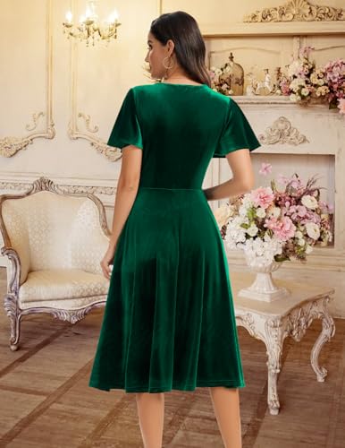 Image of Bridesmay Women's Formal Wedding Guest Dress for Women 2026 Short Sleeve Fit and Flare Tea Party Dresses