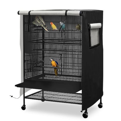 Image of Universal Bird Cage Cover, Dark Colored Drape for Animal Crate, Waterproof & Washable Night Cover for Cages, Distraction and Light Eliminator for Mink, Totoro, Parakeets, Parrot (M - 26 inchLx19 inchWx40 inchH)