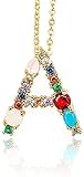 Beiläufig AMOZ Startseite Frauen Halskette, Frauen Große Initial Bunte Strass Vergoldet Halskette 26 Buchstaben Anhänger A, Kleidungszubehör Große Verkäufe Mode