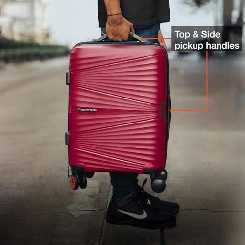 Image of Nasher Miles Mumbai Hard-Sided Polypropylene Cabin Luggage 20 inch | 55cm | 8 Wheels Small Trolley Bag for Travel | Suitcase (Maroon)