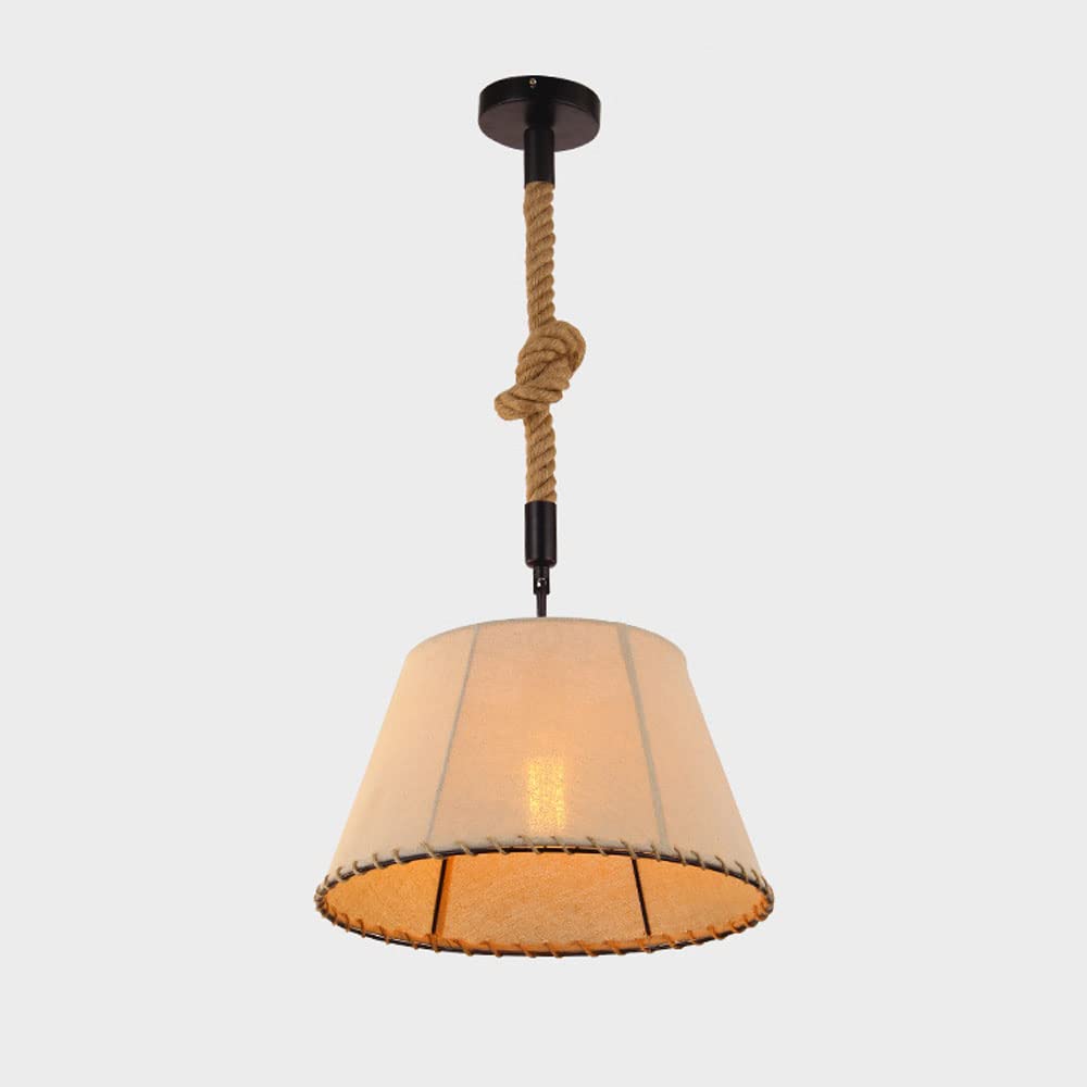 Lustre rétro corde de chanvre : luminaire vintage suspendu en matériaux naturels pour salon
