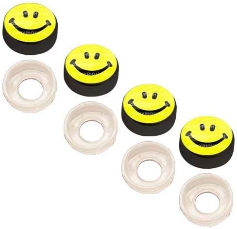 4 Black Custom License Plate Frame Screw Snap Caps Covers Smile Face Model-PYT-8888-791