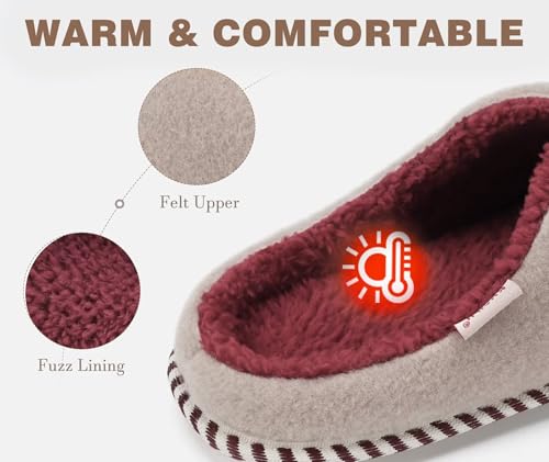 Image of KuaiLu Womens Supportive Memory Foam Slippers Felt Fuzzy Lined Heel Cushion Lightweight House Shoes for Indoor Outdoor