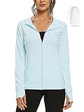 Women's UPF 50+ Sun Protection Hoodie Jacket Long Sleeve Sun Cooling Shirt Full Zip Hiking Outdoor S