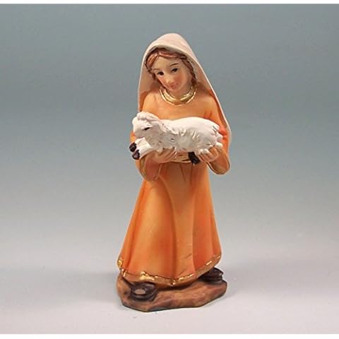 Bäuerin mit Schaf auf Arm. Krippenfigur aus Polyresin Cover
