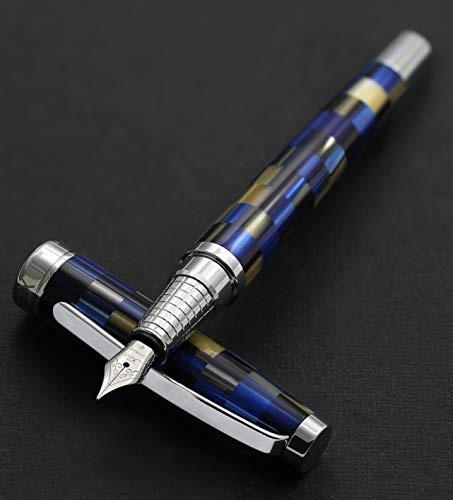 Xezo Urbanite Blue Retro-Style Serialized Fine Fountain Pen (Urbanite Blue F). No Two Alike #TOP2