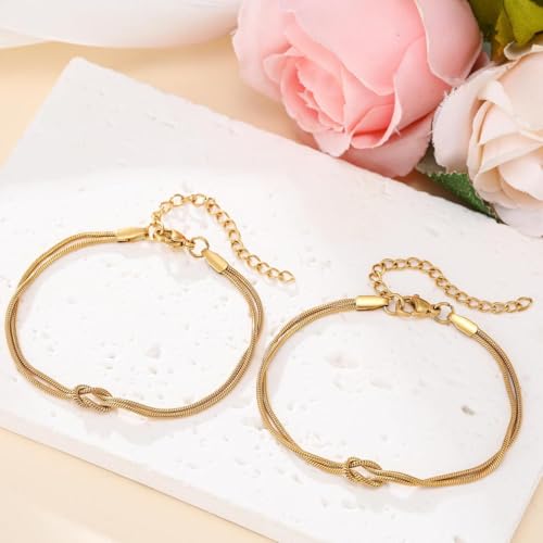 Mother daughter Bracelet,2Pcs Mom And Daughter Bracelets Love Knot Bond Bracelet For Women Gold Snake Chain Infinity Adjustable Bracelet Jewelry Gifts From Mom2