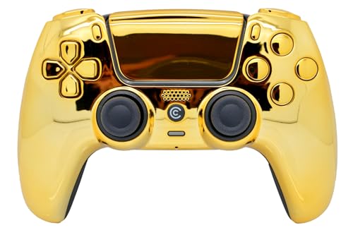 Image of Custom Controllerzz Custom Wireless Controller Compatible with PS5 - Multiple Designs Available (Gold Chrome & Gold Inserts)