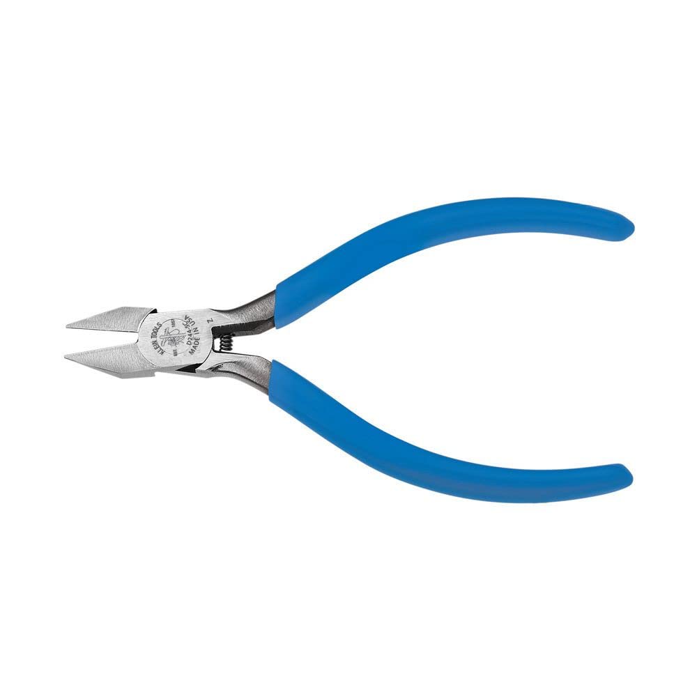 Klein Tools D244-5C Pliers, Diagonal Cutting Electronics Pliers with Pointed Nose, Narrow Jaw and Hinge, 5-Inch