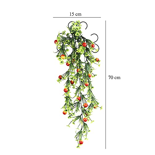 Image of Foliyaj Artificial Apple Vine with Metal Wall | Decoration Items for Living Room | Creeper for Wall Decor (Length 70 cm + 1 Metal Wall Stand)