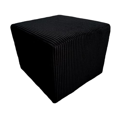 Extrasen Hocker Wohnzimmer Sitzhocker - Quadratisch 40 x 40 cm - Sofahocker - Dünner Cord Schwarz