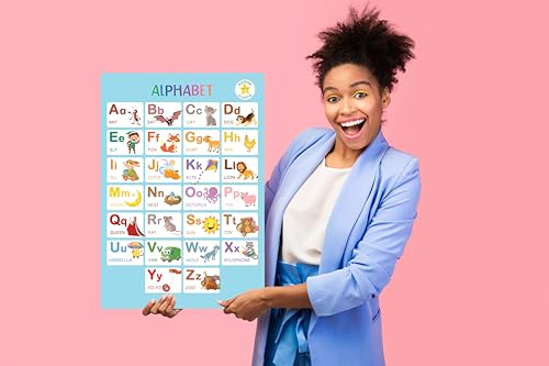 Gold Star Academy Educational Alphabet Poster for Children A2 Size (16 x 23 Inches), Early Learning Wall Chart with Pictures - Image 2