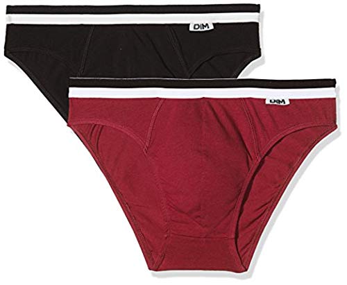 Unno DIM Basic Algodón elástico Pack x2 Dim Basic Slip, Multicolor (Rojo Granate/Negro), XXL (Talla del Fabricante: 6) 2 para Hombre