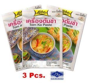 lobo Tom Ka Paste Thai Food 50g. Quality X3 Pcs. Save ! (Coconut Chicken Soup) Halal