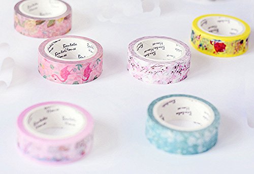 Bblythe 6 Pieces Washi Tapes for Notebooks, DIY Crafts and Gift Colorful Tape Decorative Tape Notebook Adhesive Tape ( Japanese Masking Tape ) Colored Washi Tape