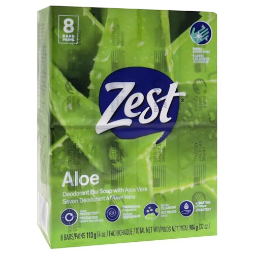 Image of Zest 8-Bar Bath Size Soap, Fresh Aloe, 4 Ounce (Pack of 32)