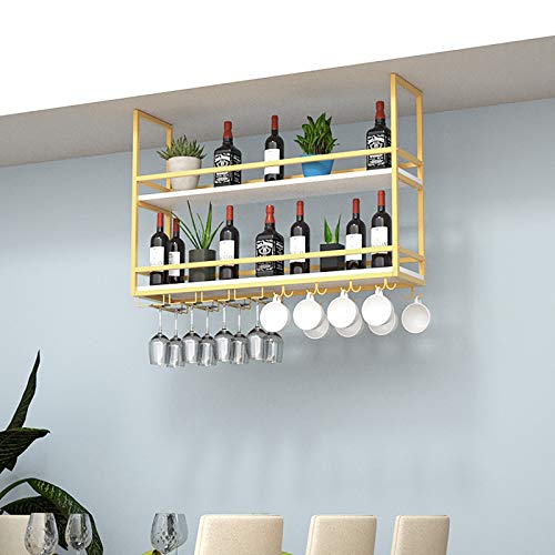 Casier à vin suspendu doré support rangement cuisine plafond fer - 3