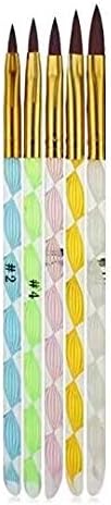 RICISUNG 5pcs Tool Sable Acrylic Nail Art Brushes Pen Cuticle Pusher Plus Bonus Glitter Powder