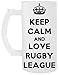 Keep Calm And Love Rugby League Przezroczysty Piwo Kubek Transparent Beer Mug